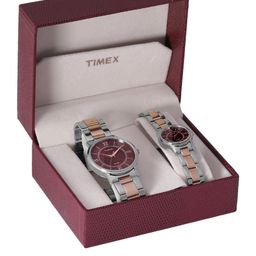 Timex Unisex Brown Dial & Gold-Plated Analogue Watch TW00PR214-40