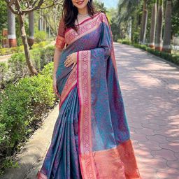 FASHION STROM Woven Design Zari Pashmina Saree-picture-22