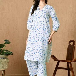 KELIN Women Floral Printed Regular Pure Cotton Straight Kurta with Palazzos-11