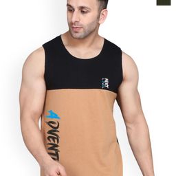 SLOWLORIS Pack Of 2 Printed Combed Cotton Gym Vests-picture-17