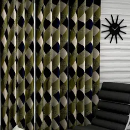 151 cm (5 ft) Polyester Semi Transparent Window Curtain (Pack Of 3) (Printed, Green)-image-60