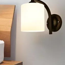 GAUVIK Black & Cream-Coloured Metal Cylinder Shaped Wall Lamp-12
