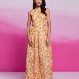 Fusionic Halter Neck Printed Culotte Jumpsuit-58