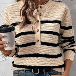 LULU & SKY fwd Women Striped Round Neck Long Sleeves Sweaters-image-79