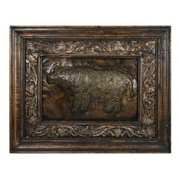Exotic India Brown Wooden Calligraphic Rhinoceros Wall Hanging-picture-44
