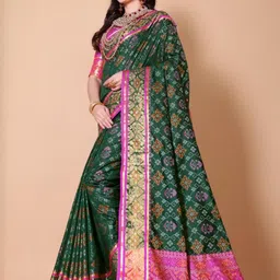 jayant creation Green Silk Blend Patola Sarees-picture-41