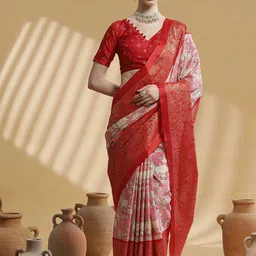 Anouk Rustic Kalamkari Zari Silk Blend Bagh Saree-7