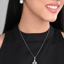 Anvik Silver-Plated American Diamond-Studded Jewellery Set image 2