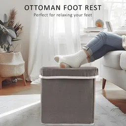 Kuber Industries Grey & White 22L Folding Seating Stool image 4