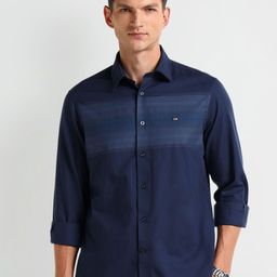 Arrow Men Modern Spread Collar Faded Striped Cotton Slim Fit Casual Shirt-image-28