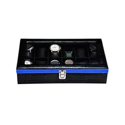ZENWOOD Black And Blue 12 Slots Watch Organiser Box-55