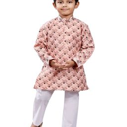 BAESD Boys Geometric Printed Mandarin Collar Straight Kurta with Pyjamas-12
