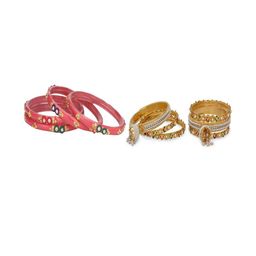 Somil Elegant Combo Glass Bangle Set | Handmade Traditional Chudi For Women | Perfect For Daily & Occasion Use, Combo Of 2 Set, Gajri, Golden-image-27