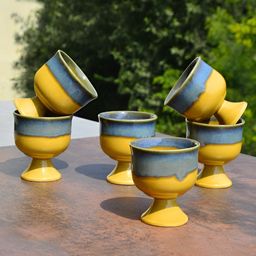 StyleMyWay Set Of 6 Blue & Orange Printed Ice Cream Cups-12