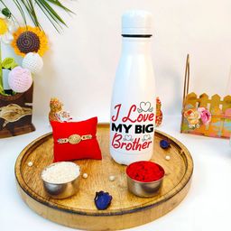 Giftii Stone-Studded Rakhi With Water Bottle & Roli Chawal-image-24