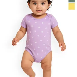 Nuego Infant Girls Pack Of 3 Printed Pure Cotton Bodysuits-18