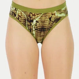 GOTO Pack Of 2 Printed Bikini Briefs nylon lycra Print outer elastic Black Olive image 4