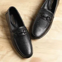 Hayes London Men Textured Genuine Leather Formal Loafers-picture-6
