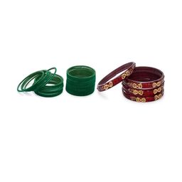 Somil Classic Combo Glass Bangles | Simple Chudi Set For Women & Girls | Daily Use & Special Occasions, Combo Of 2 Set, Green, Maroon-image-123