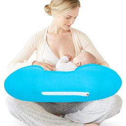Get It 100% Cotton Breast feeding Recron Pillow Removable Cover with Zip Buckle Adjust Nursing - Cryan Blue-image-64