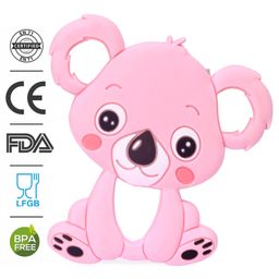 Babyhug 100% Silicone Teether Koala Print - Pink-image-59
