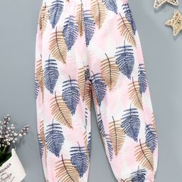 Kookie Kids Full Length Lounge Pant Leaf Print - Pink-image-83