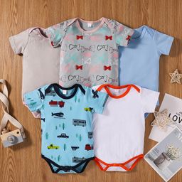 Kookie Kids Short Sleeves Onesies Multiprint Pack of 5 - Multicolour-image-51