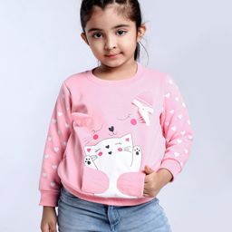 Babyoye Cotton Full Sleeves Sweatshirt Kitty Design - Light Pink-picture-26