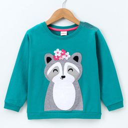 Babyhug Full Sleeves Sweatshirt Floral Applique - Green-image-122