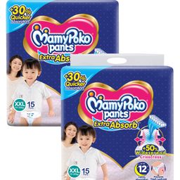 MamyPoko Extra Absorb Pant Style Diaper XXL - 15 Pieces - (Pack of 2)-image-21