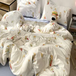 JC HOME Blue & White 4 Pieces Cartoon Characters Double Extra Large Bedding Set-image-98
