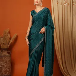 WINKLECART Embellished Embroidered Pure Silk Saree-image-42