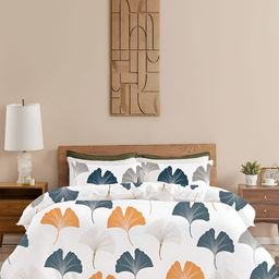 HOMEMONDE Mustard & Grey Printed Cotton Queen Size Duvet Cover-picture-18