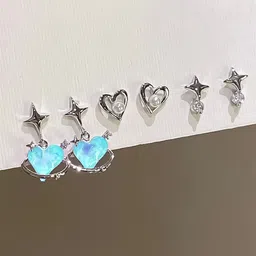 COLOUR OUR DREAMS Silver Plated Artificial Beaded Heart Shaped Korean Studs-95
