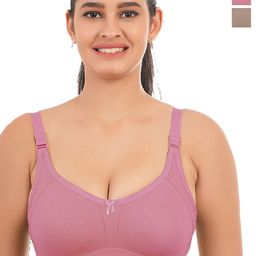 elina Pack Of 2 Cotton Full Coverage Lightly Padded Seamless Minimizer Bra-image-55