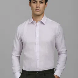 Louis Philippe Men Slim Fit Spread Collar Textured Cotton Formal Shirt-picture-13