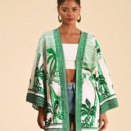 LULU & SKY Tropical Printed Kimono Sleeves Open Front Shrug-picture-18