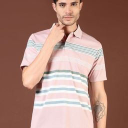 V-Mart Men Striped Polo Collar Cotton T-shirt-image-25