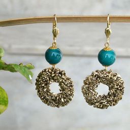 BeAbhika Gold-Plated Beaded Donut Mesh Drop Earrings-17