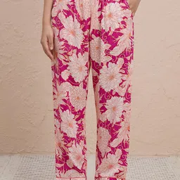 Nykd Women Floral Printed Breezy Straight Lounge Pants With Elasticated Waist & Pockets-picture-41