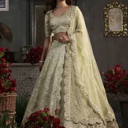 Biba Embellished Sequinned Ready to Wear Silk Lehenga & Blouse With Dupatta-picture-1