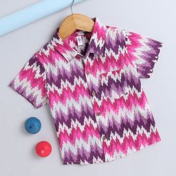 The Magic Wand Boys Comfort Spread Collar Chevron Printed Cotton Casual Shirt-38