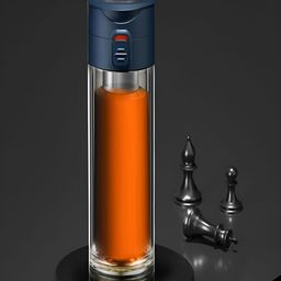 YELONA Transparent & Blue Single Glass Solid Double Wall Vacuum Water Bottle-25