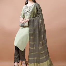 Moda Rapido Women Embroidered Regular Kurta with Trousers & With Dupatta-image-60