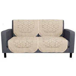 Kuber Industries Cream-Coloured 4 Pieces Printed Cotton 2 Seater Sofa Covers-28