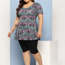 Aarika Abstract Printed Plus Size Round Neck Swim Suit With Goggle image 2