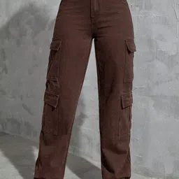 HERE&NOW Women Loose Wide Leg Mid-Rise Stretchable Jeans-picture-8