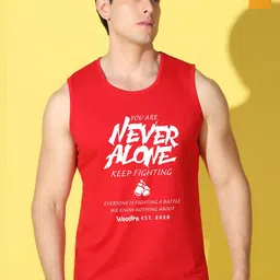 WOOSTRO Pack Of 2 Printed Combed Cotton Gym Vests VWS26(ALONE RED)(PLAIN MUSTARD)-image-70