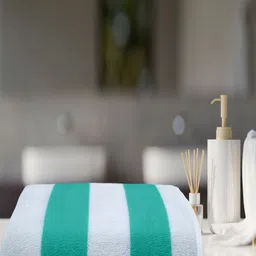 AAZEEM Green & White Striped Terry Cotton 150 GSM Bath Towel-image-15