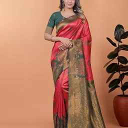 DIVASTRI Ethnic Motifs Zari Banarasi Saree-image-95